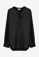 Vince V-neck Long-Sleeved Silk Blouse Black VR84511926SI/P_VINCE-001BLK