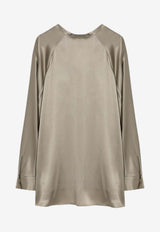 Vince V-neck Long-Sleeved Silk Blouse Beige VS26411926SI/P_VINCE-995SPA