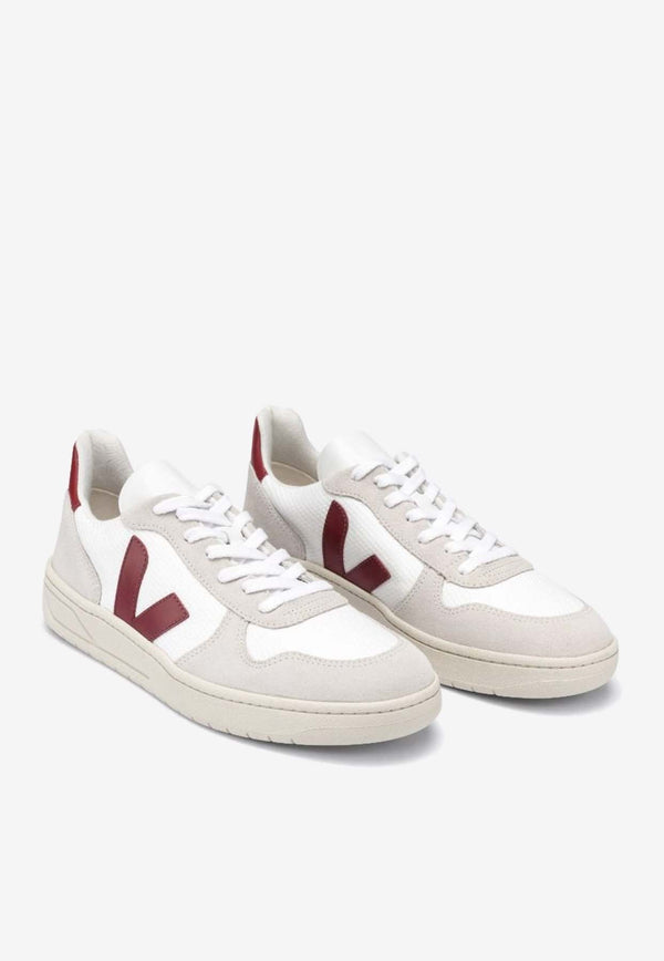Veja V-10 Suede and Mesh Low-Top Sneakers White VX0101314B/WH WHITE
