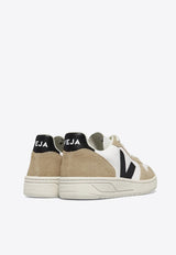 Veja V-10 Leather and Suede Low-Top Sneakers Beige VX0503138BEIGE