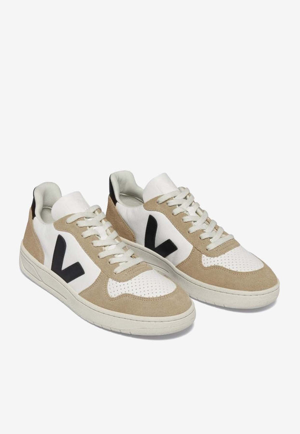 Veja V-10 Leather and Suede Low-Top Sneakers White VX0503138B/WHWHITE