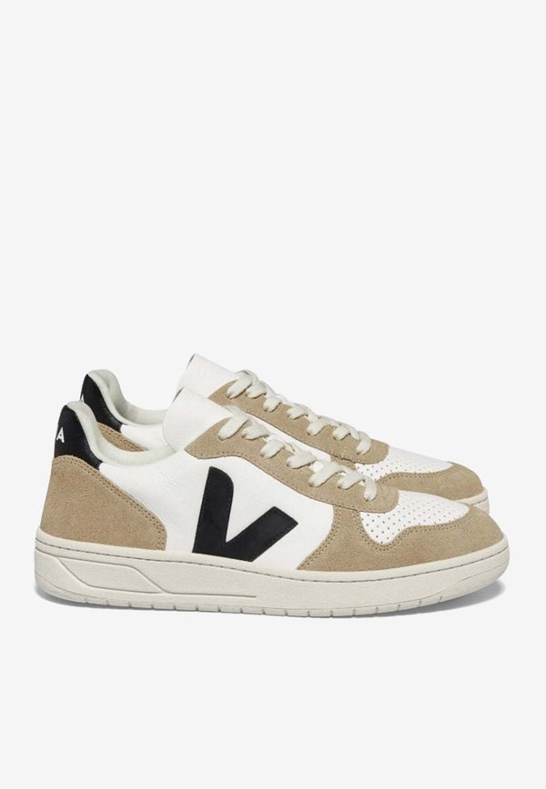 Veja V-10 Leather and Suede Low-Top Sneakers White VX0503138B/WHWHITE
