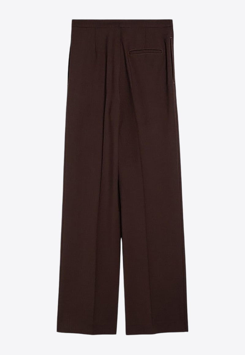 Loulou Studio Vys High-Waist Wool Palazzo Pants Brown VYSWO/P_LOULO-CH