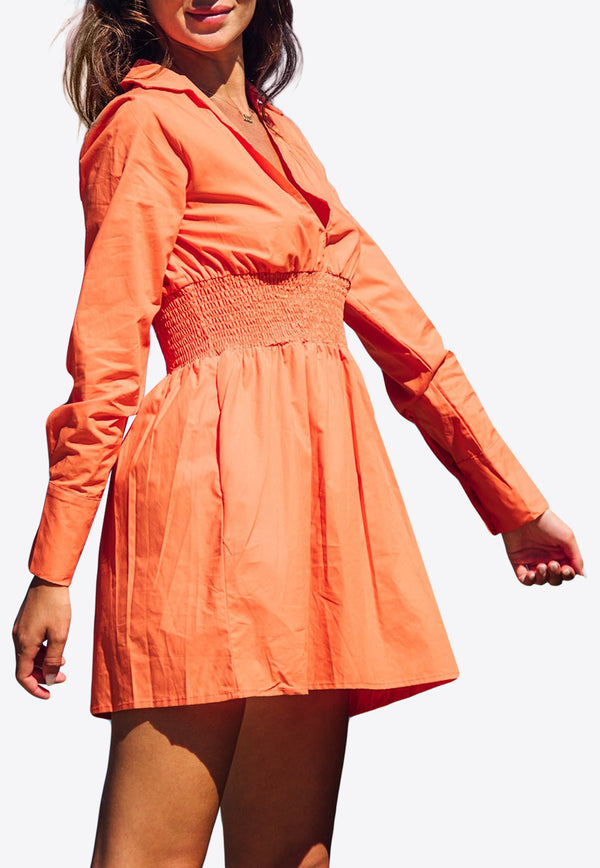 Les Canebiers Vignes Elastic Waist Mini Dress Orange