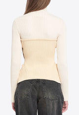 Jean Paul Gaultier Ribbed High-Neck Sweater Cream W-PO005-K001-0103