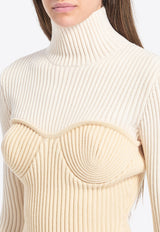 Jean Paul Gaultier Ribbed High-Neck Sweater Cream W-PO005-K001-0103