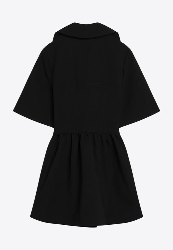 GANNI Zip-Up Short-Sleeved Mini Dress Black W02576752/R_GAN-099