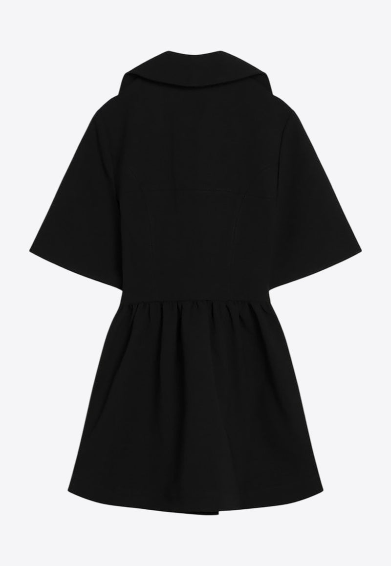 GANNI Zip-Up Short-Sleeved Mini Dress Black W02576752/R_GAN-099