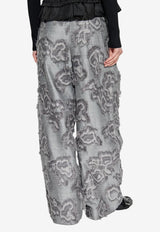 GANNI Frayed Floral Palazzo Pants Gray W0401_GREY