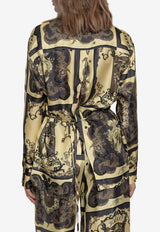 GANNI Printed Silk Long-Sleeved Shirt Multicolor W0417_MULTI COLO