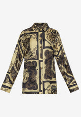GANNI Printed Silk Long-Sleeved Shirt Multicolor W0417_MULTI COLO