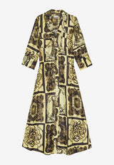 GANNI Graphic Print Maxi Shirt Dress Multicolor W0434_MULTI COLO