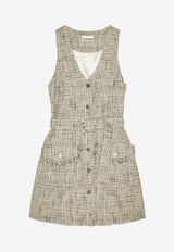 GANNI Tweed Mini Belted Dress Multicolor W0438_BLUE