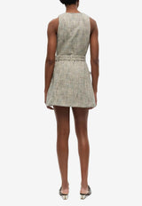 GANNI Tweed Mini Belted Dress Multicolor W0438_BLUE