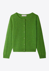 Bonpoint Girls Josiane Open Knit Cashmere Cardigan Green W05GCAK00004WS_BONPO-047C