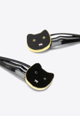 Bonpoint Girls Cat-Shaped Hair Clips - Set of 2 Black W05GHAW00026MET/R_BONPO-099