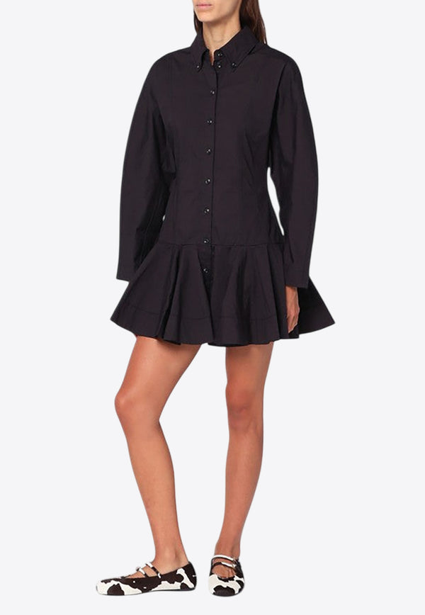 GANNI Flared Mini Shirt Dress Black W10017060/R_GAN-099
