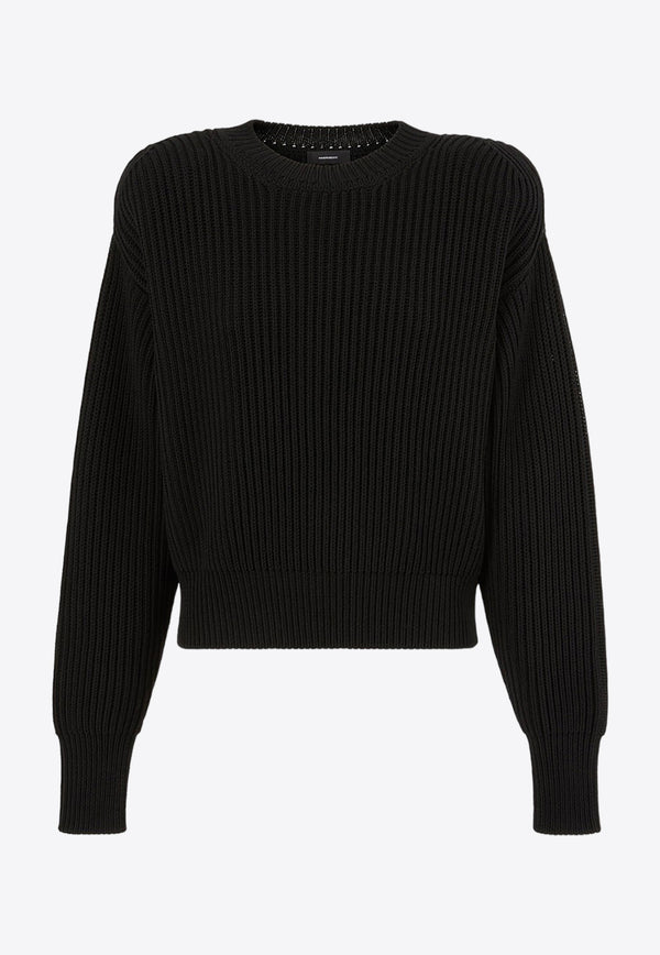 Wardrobe.NYC Ribbed Knit Crewneck Sweater W1045R09BLACK