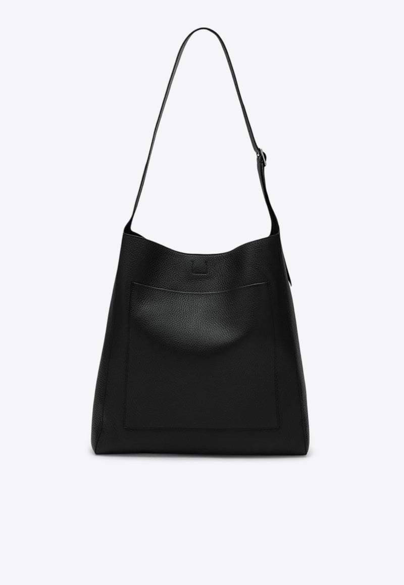 The Row Blake Grained Leather Hobo Bag Black W1699L129/P_THERO-BLPL