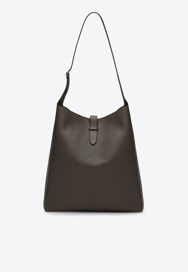 The Row Blake Grained Leather Hobo Bag Brown W1699L129/P_THERO-ELPLD