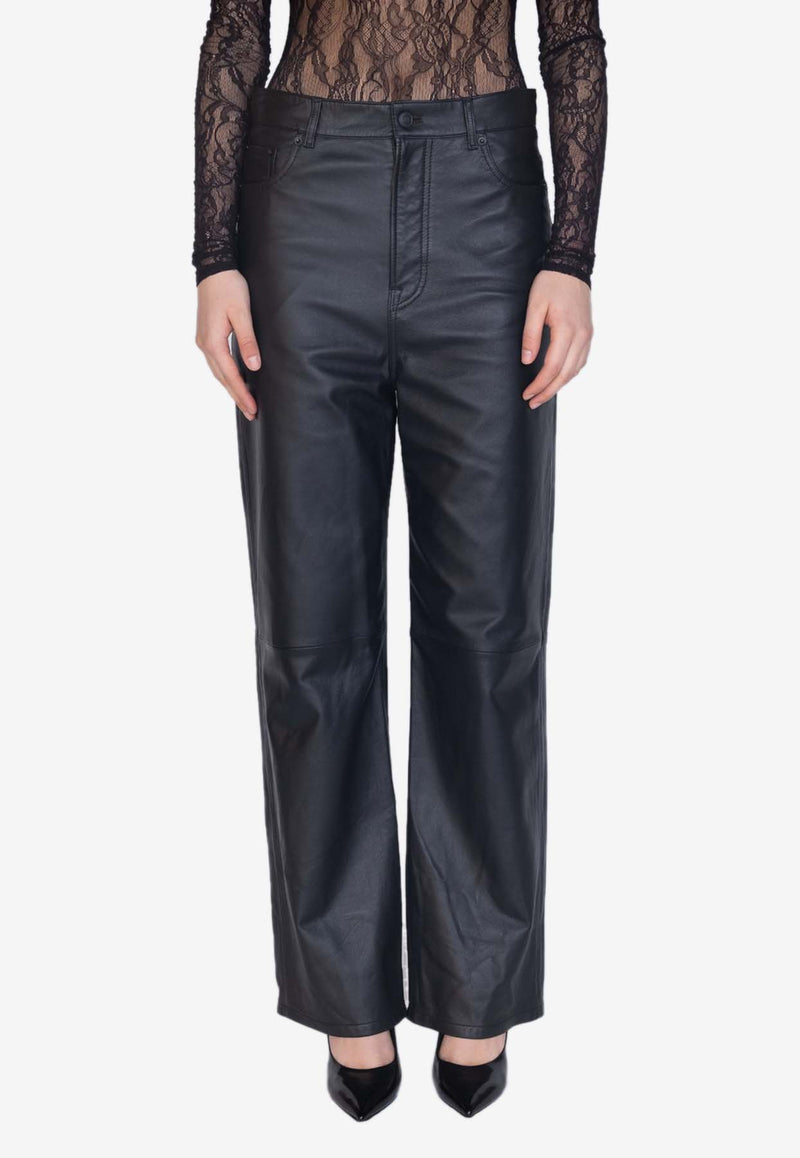 Wardrobe.NYC Straight-Leg Leather Pants Black W2048PCLBLACK