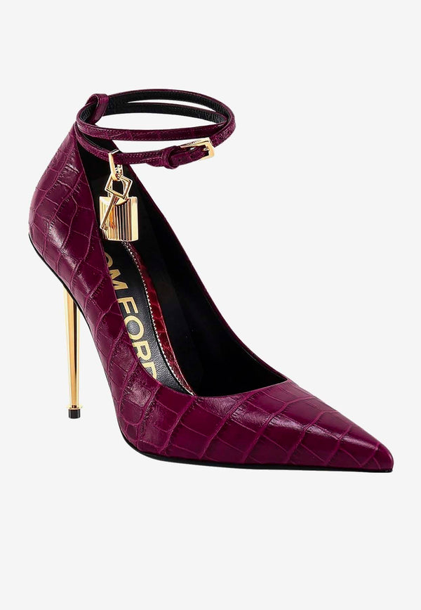 Tom Ford 110 Padlock Pointed Toe Pumps in Leather Raspberry W2271T-LCL125 U3006