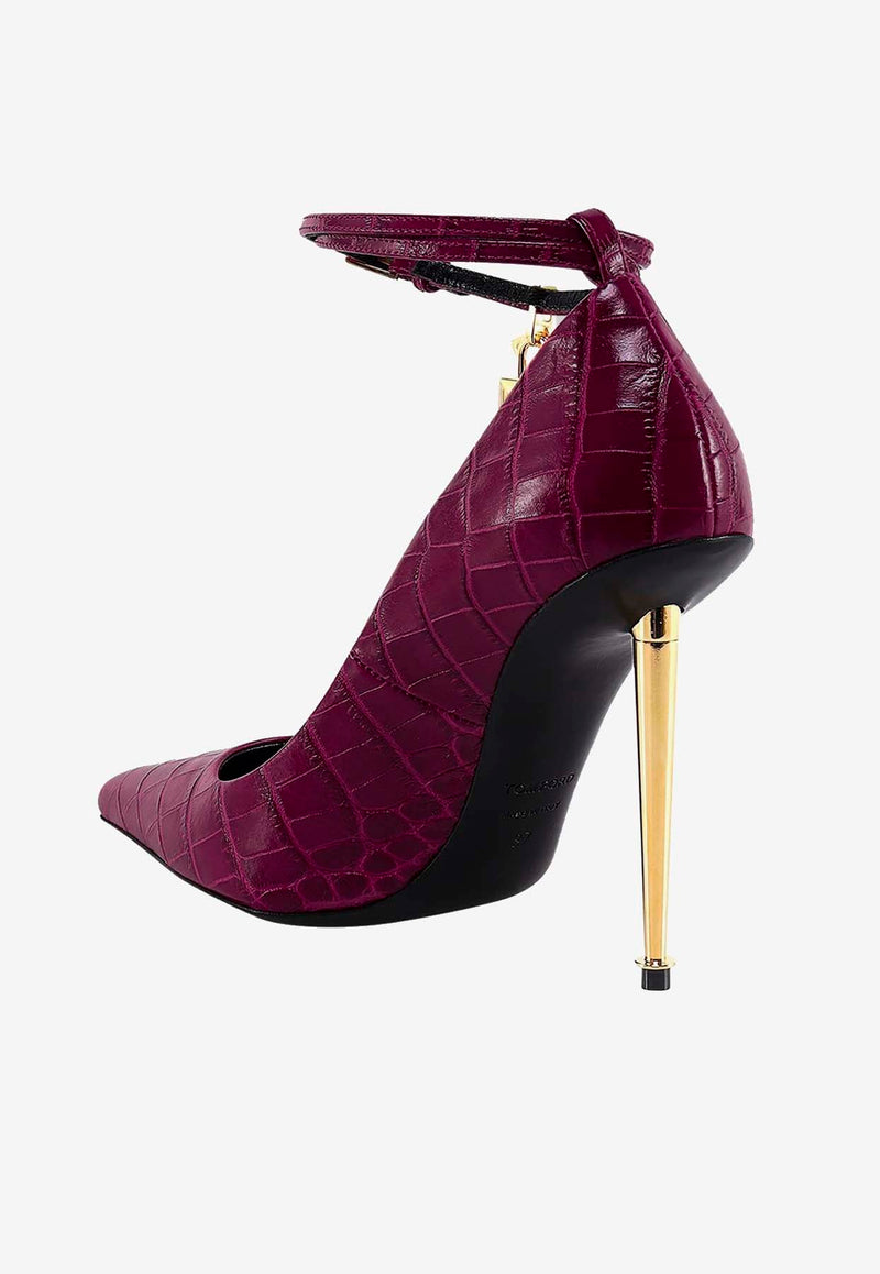 Tom Ford 110 Padlock Pointed Toe Pumps in Leather Raspberry W2271T-LCL125 U3006