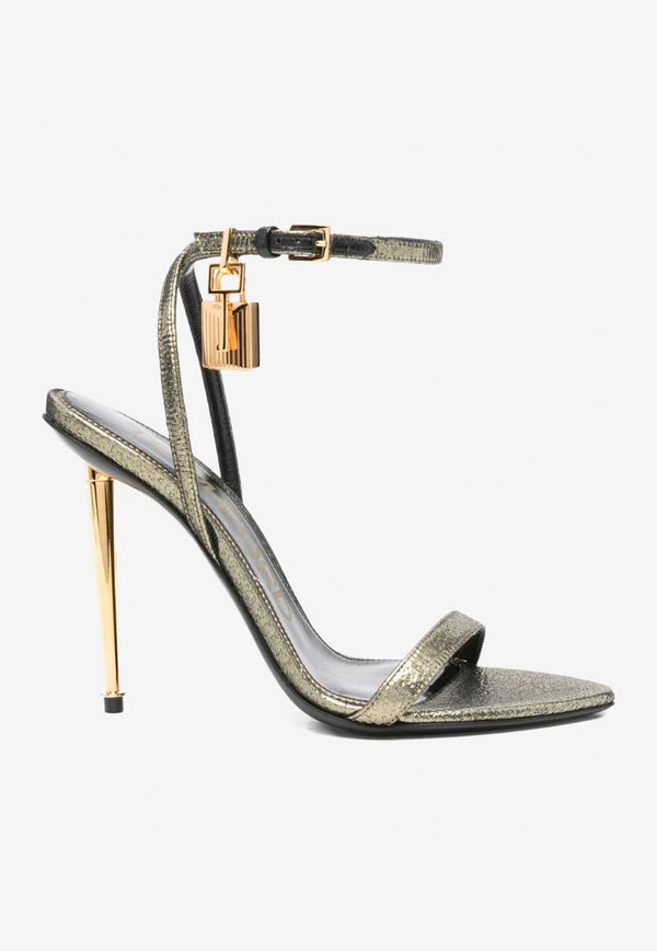 Tom Ford Hammered-Effect Fabric Padlock Pointy Sandals  W2272-TSY054G 1Y014