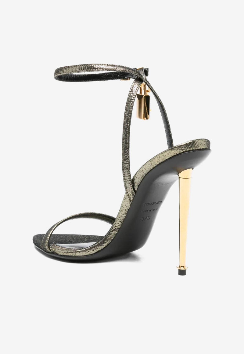 Tom Ford Hammered-Effect Fabric Padlock Pointy Sandals  W2272-TSY054G 1Y014