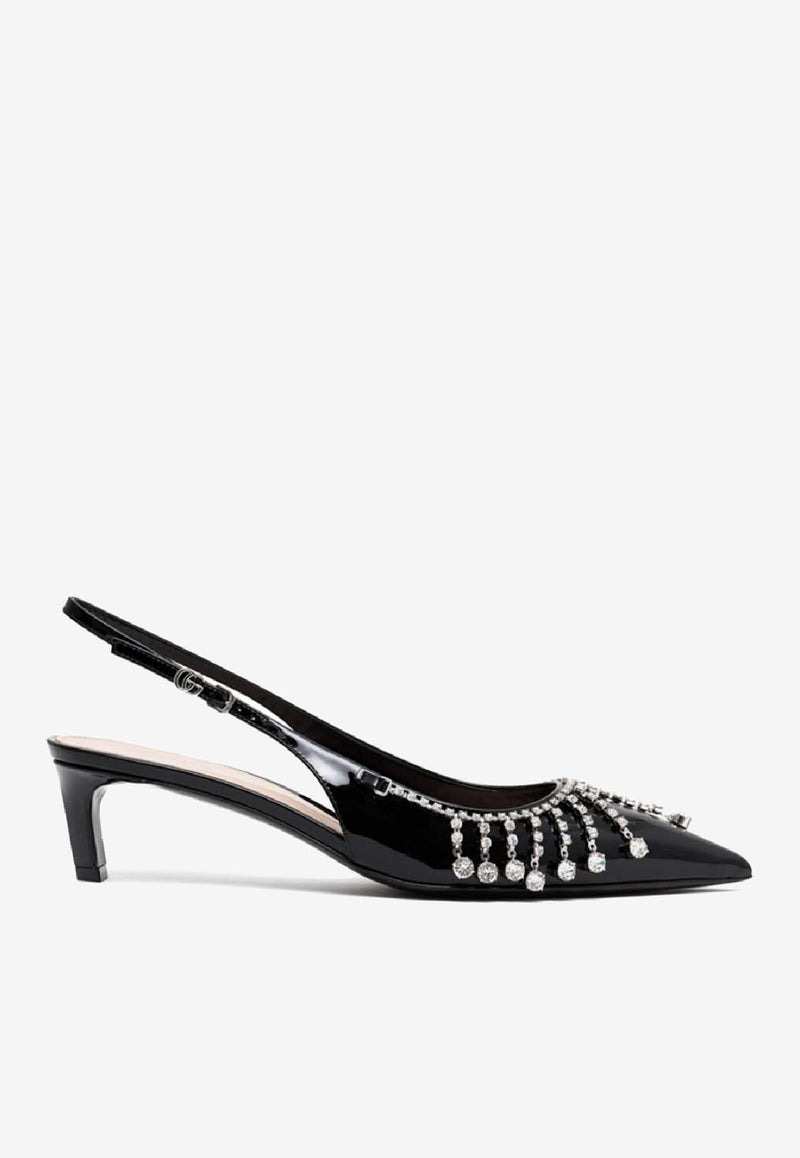 Gucci Demi 35 Embellished Slingback Pumps Black 805307BNC001000_74650