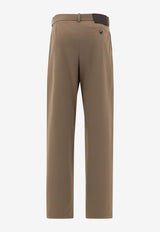 Loewe Silk-Blend Tailored Pants Green S540Y04XIF6975 KHAKI BROWN_73269