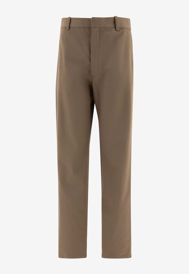 Loewe Silk-Blend Tailored Pants Green S540Y04XIF6975 KHAKI BROWN_73269