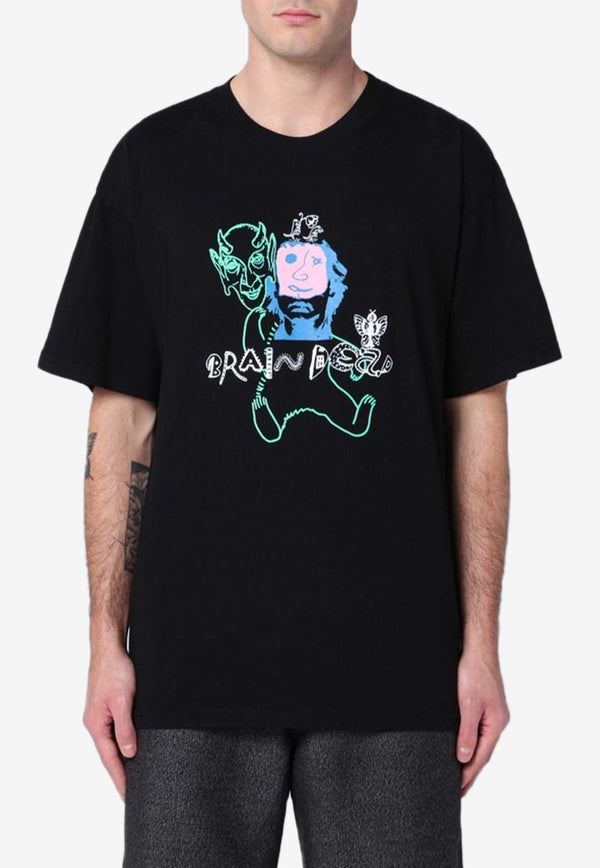 Brain Dead Graphic Masks Print T-shirt Black W24T00004082CO/P_BRAID-BLK