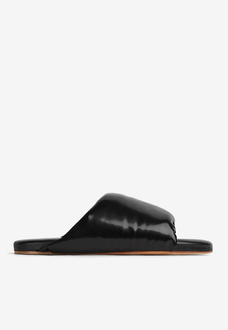 Bottega Veneta Cushion Leather Flat Slides Black 730289V2LR01000_80174