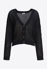 Brunello Cucinelli Open Knit V-neck Cardigan Black MDV796806C101_80222