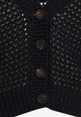 Brunello Cucinelli Open Knit V-neck Cardigan Black MDV796806C101_80222