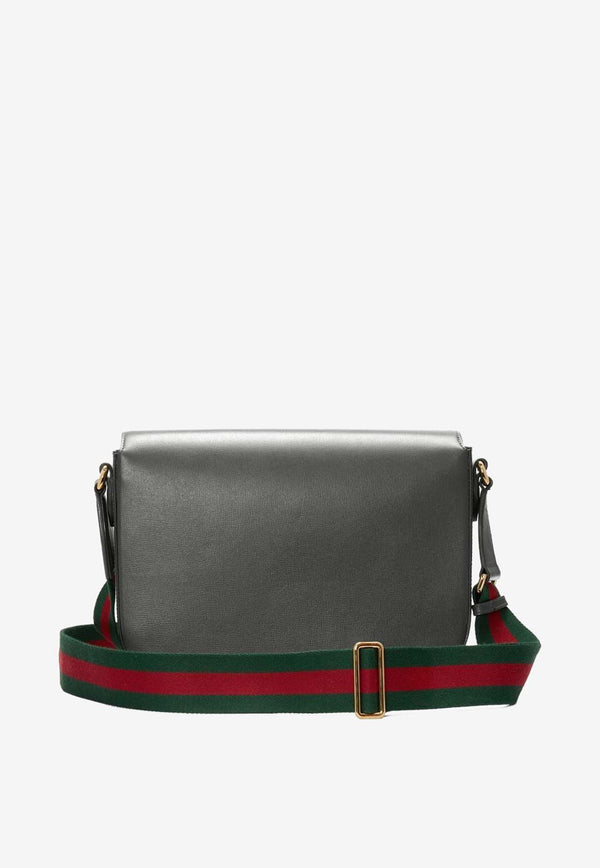 Gucci Horsebit Leather Messenger Bag Gray 70045718YSG1142_80303