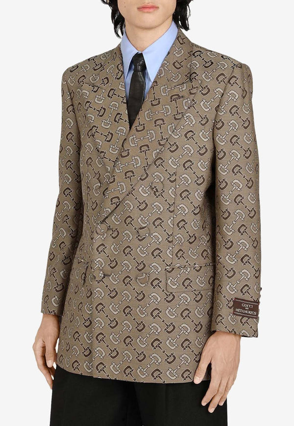 Gucci Monogram Jacquard Blazer Beige 705284ZAKIV9549_80357