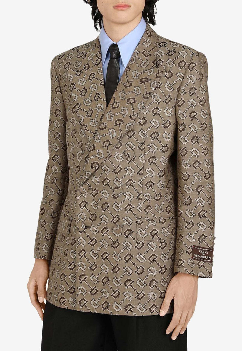 Gucci Monogram Jacquard Blazer Beige 705284ZAKIV9549_80357