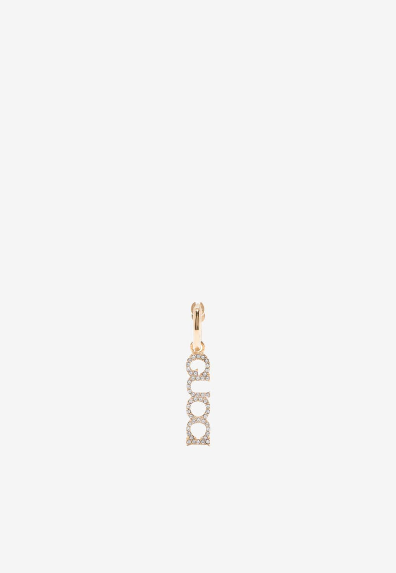 Gucci Crystal Paved Logo Lettering Single Drop Earring Gold 774706J1D508031_80191