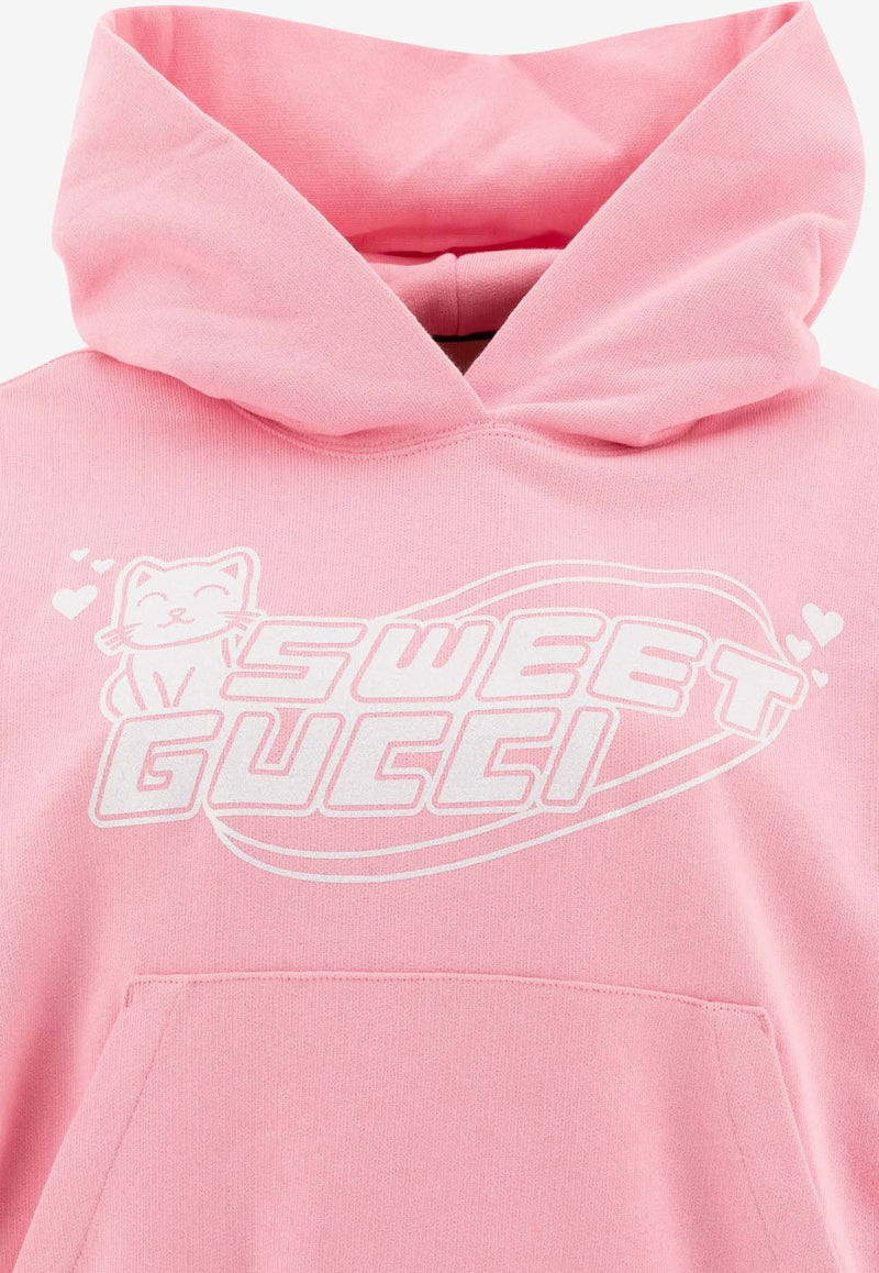 Gucci Sweet Logo Print Hooded Sweatshirt Pink 776886XJGDS5904_79926