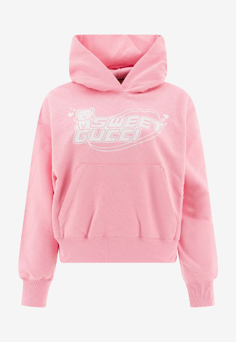 Gucci Sweet Logo Print Hooded Sweatshirt Pink 776886XJGDS5904_79926