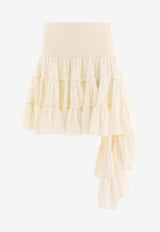 Loewe Asymmetric Midi Ruffled Skirt Cream S540Y08XAJ2120_80163