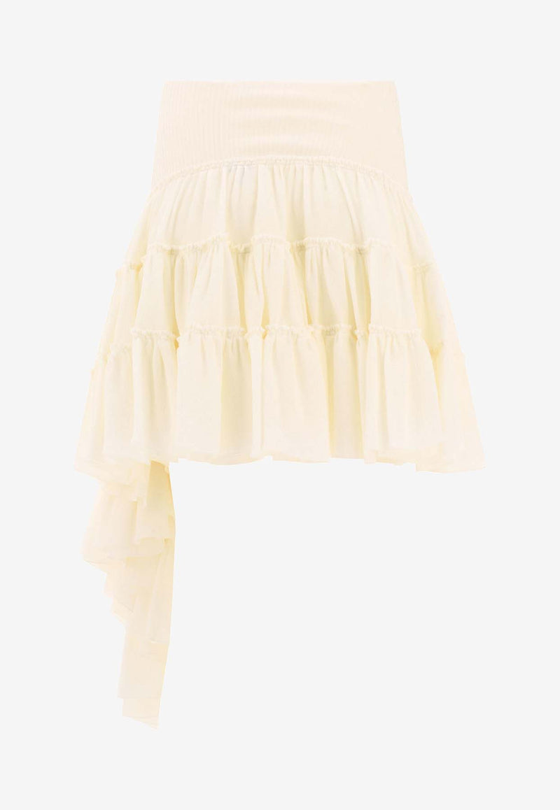 Loewe Asymmetric Midi Ruffled Skirt Cream S540Y08XAJ2120_80163