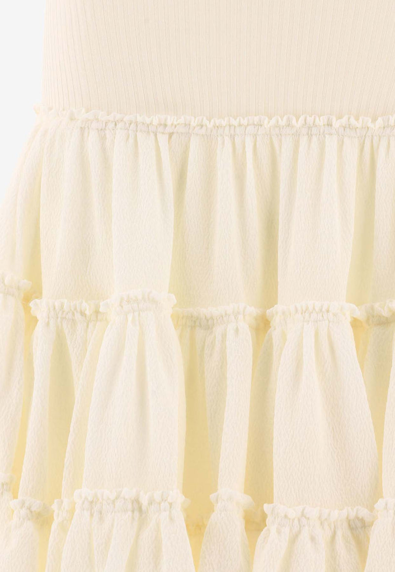 Loewe Asymmetric Midi Ruffled Skirt Cream S540Y08XAJ2120_80163