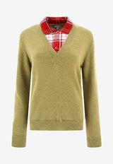 Loewe Layered Sweater in Wool and Alpaca Green S540Y14KEQ4107_80127