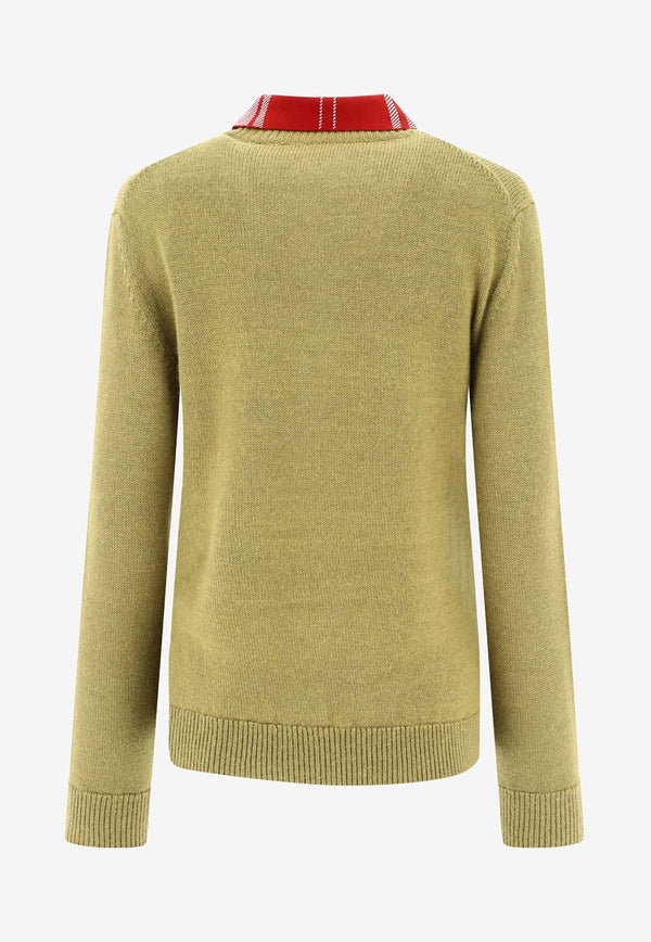 Loewe Layered Sweater in Wool and Alpaca Green S540Y14KEQ4107_80127