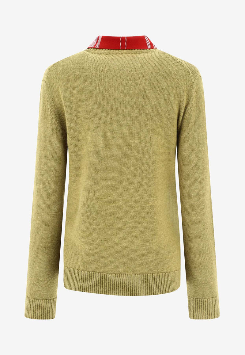 Loewe Layered Sweater in Wool and Alpaca Green S540Y14KEQ4107_80127