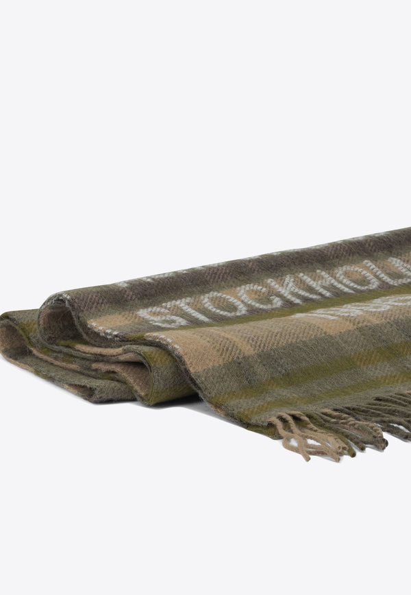 Acne Studios Checkered Fringed Scarf Green CA0385DDK_c982f9af-55ab-4727-a818-59790fc2d86a