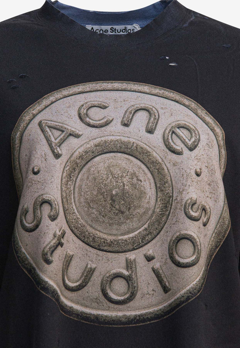 Acne Studios Logo Print Distressed T-shirt Black CL0362900_bb765bfc-a854-472f-9ec5-41ea4d130277